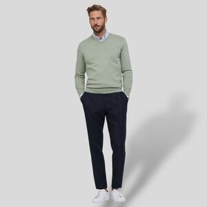 Faconnable Light Green V-Neck Silk/Cotton/Cashmere Sweater
